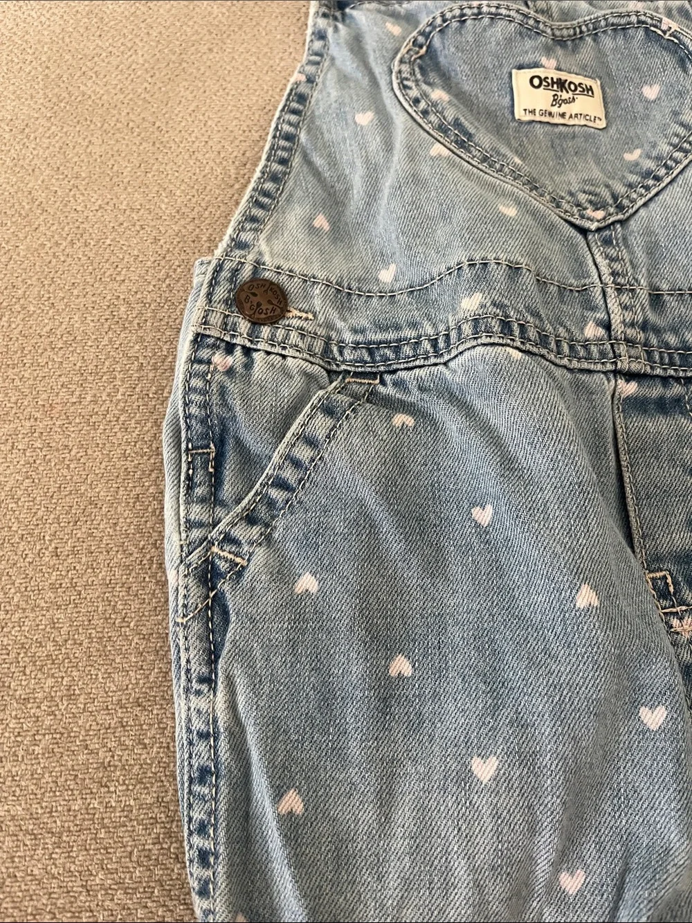 💙5 for $10💙 OshKosh B'gosh Light Blue Denim Heart-Print Girls Overalls 5t